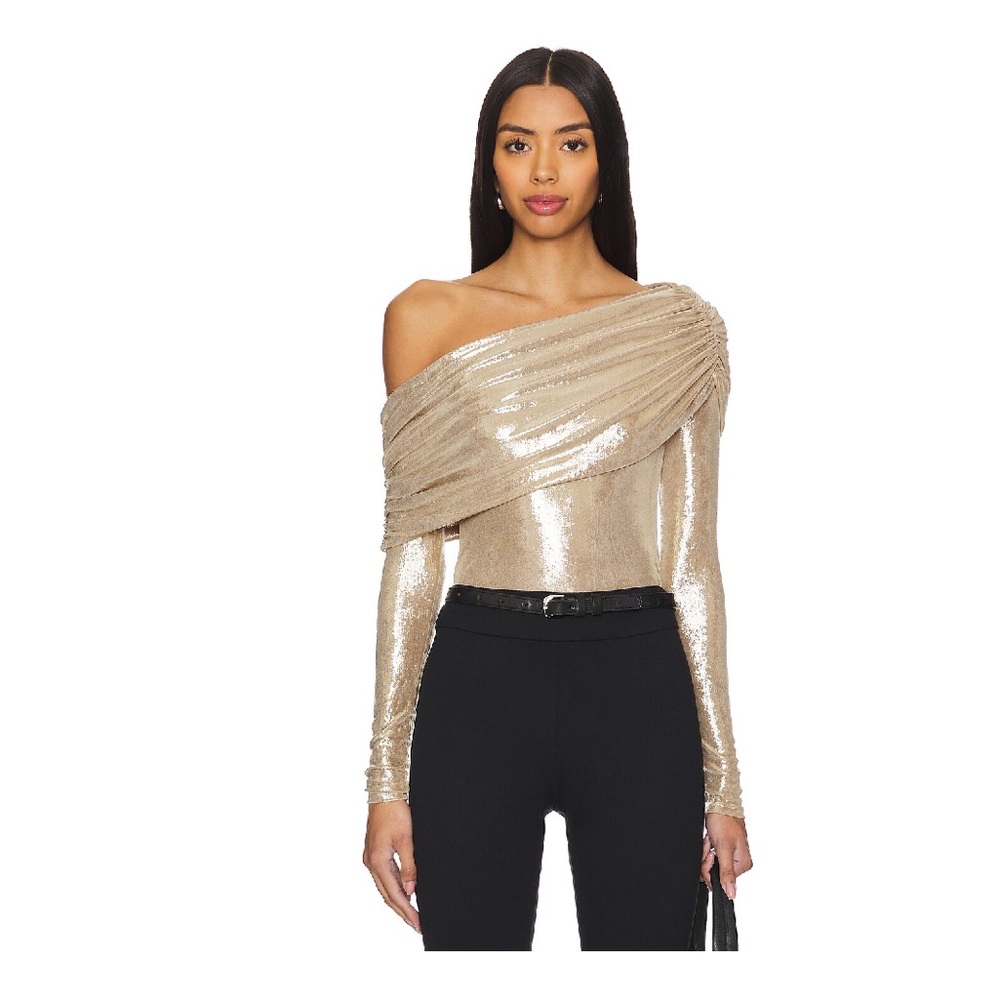 Lovers and Friends Jazz Gold Off-Shoulder Top